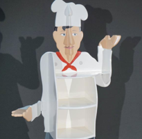Brad Flaharty Painted Wood &apos;Chef&apos; Open Bookcase